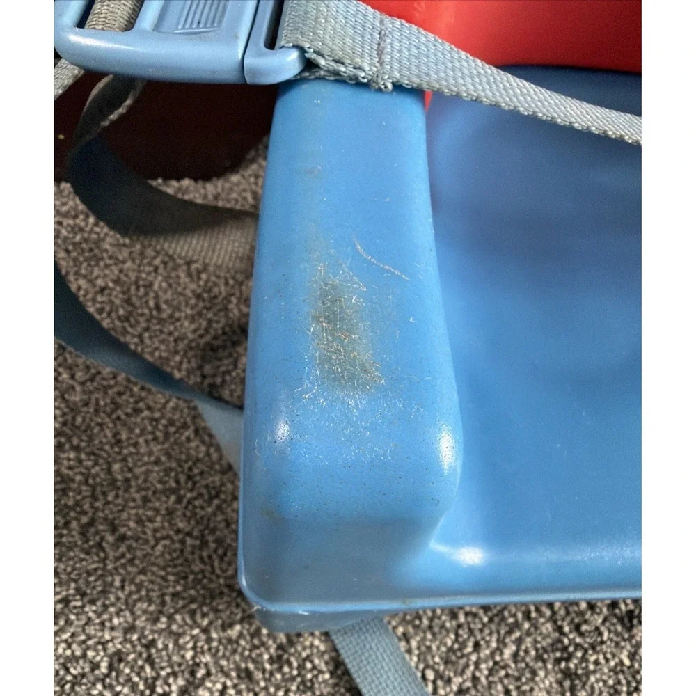 Vtg 1990's Fisher Price Grow With Me Booster Chair Seat Strap Toddler Red Blue